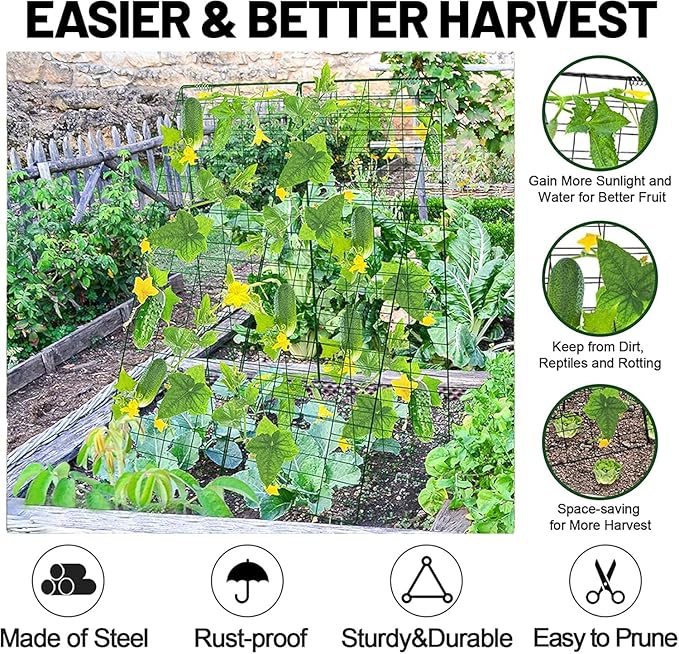 48 H x 34 L Cucumber Trellis for Garden A Frame Garden Trellis for Climbing Plants Outdoor for Raised Bed(2 Packs)