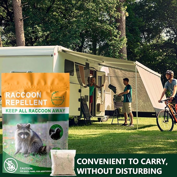 Natural Raccoon Repellent Granules – 8-Pack (25g per Bag) | Eco-Friendly Non-Toxic &amp Long-Lasting Protection with Garlic Peppermint &amp Wintergreen Oils | Safe for Pets and Children