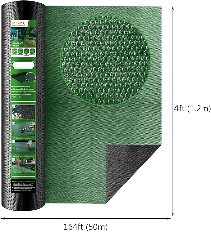 Weed Control Fabric UV Resistant Garden Weed Membrane Weed Barrier Ground Sheet Cover Weed Barrier Mat Ideal for Use in Patios Garden Flower Beds Landscaping(1.2 * 50m)