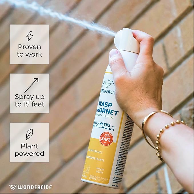 Wondercide - Wasp and Hornet Killer Aerosol Spray with Natural Essential Oils - Kill Wasps Hornetsand Yellow Jackets - for Porch Patio and Outdoor Areas - Pet and Family Safe - 10 oz - 2 Pack