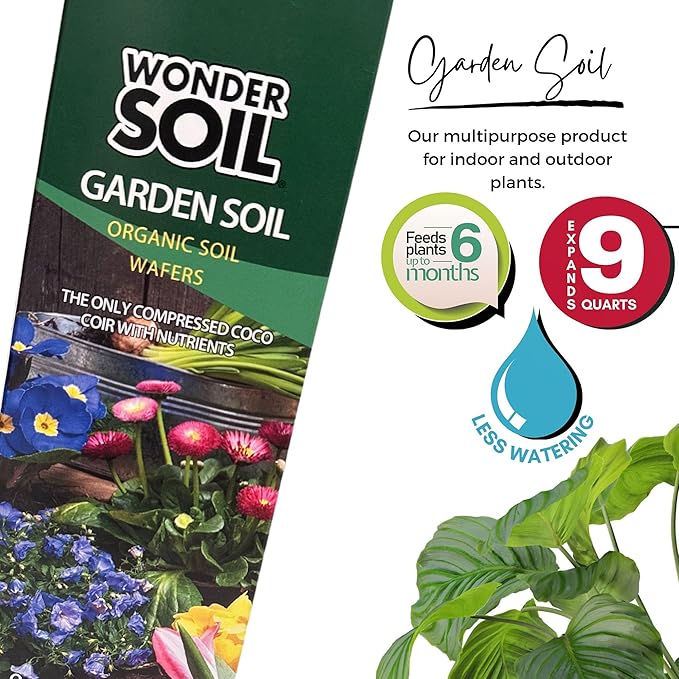 Wonder Soil | 18 Wafers | 1 Wafer Fills an 8 Pot | Ready to Plant Organic Potting Soil Loaded with Nutrients | 18 Wafers Expand to 9 Quarts of Indoor Outdoor Soil | Incl Worm Castings Perlite