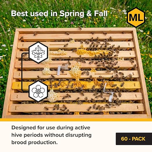 Mann Lake Apivar 2.0 Varroa Mite Treatment Strips Varroa Control for Spring &amp Fall Adaptable Strip Lengths for Multiple Hive Configurations Long Lasting Colony Protection 60 Strips