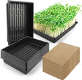 Microgreens Growing Trays Kit – 6 Pack Micro Green Grow Trays with 12 Hemp Fiber Grow Mats 15 x 11 x 2.5 Inch Seed Starter Trays for Growing Microgreens Indoor Gardening