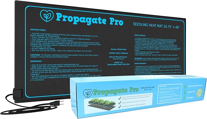4' Foot Seedling Heating Mat | Fits (4) Standard 1020 Tray | 48 inch Germination Grow Heat Pad for Seed &amp Starter Plants Soil Warmer for Indoor Home Gardening (20x48 Single)