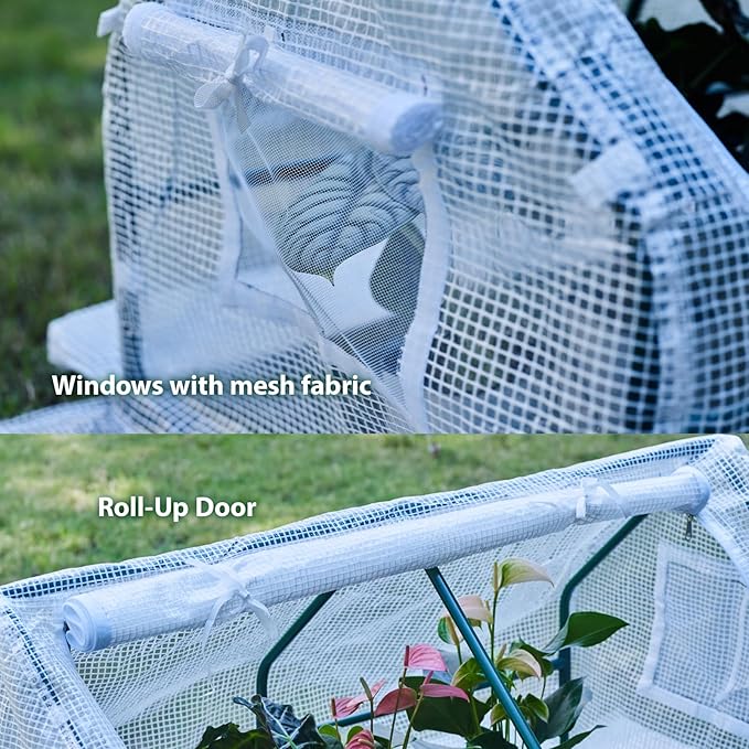 47.2 L × 23.6 W × 23.6 H Mini Greenhouse for Indoor OutdoorPortable Mini Greenhouse Heavy-Duty PE Plant Cover Tent  Tabletop Greenhouse for Small Plants Seedling Humidity Dome White