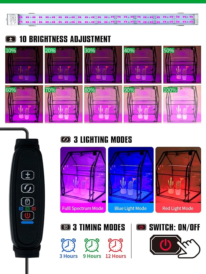Mini Green House with Grow Light Mini Greenhouse Indoor 15W Full Spectrum Plant Lights &amp Timer for Seed Starter Tray Indoor Outdoor Plants 24x16x20