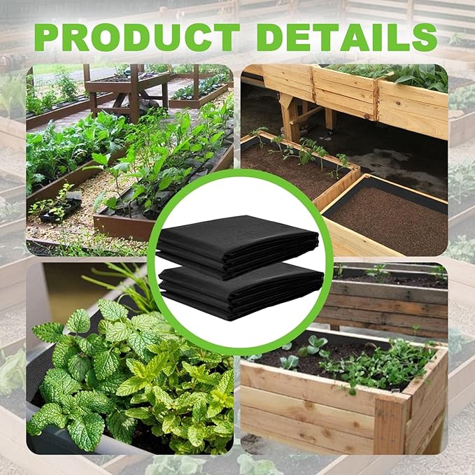 2 Pack Raised Garden Bed Liner Raised Garden Bed Liner Non Woven Fabric Planter Liner for Greenhouse Vegetable Gardening Cuttable Plant Liner with Soil Containment &amp Water Drainage