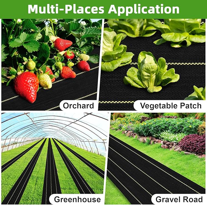 Shade&ampBeyond Custom 4ftx56ft Weed Barrier Fabric 3.5oz Heavy Duty Landscape Fabric with Superior Permeability Weed Control Garden Woven Ground Cloth with Staples