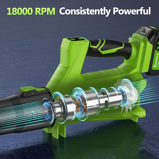 Electric Leaf Blower Cordless with 2 3.0Ah Battery and Charger 2 Speed Mode 650CFM 280MPH Patio Tools with 2 Tubes 20V Battery Powered Leaf Cleaner Handheld Blowers for Lawn Care Dust Leaves Yard
