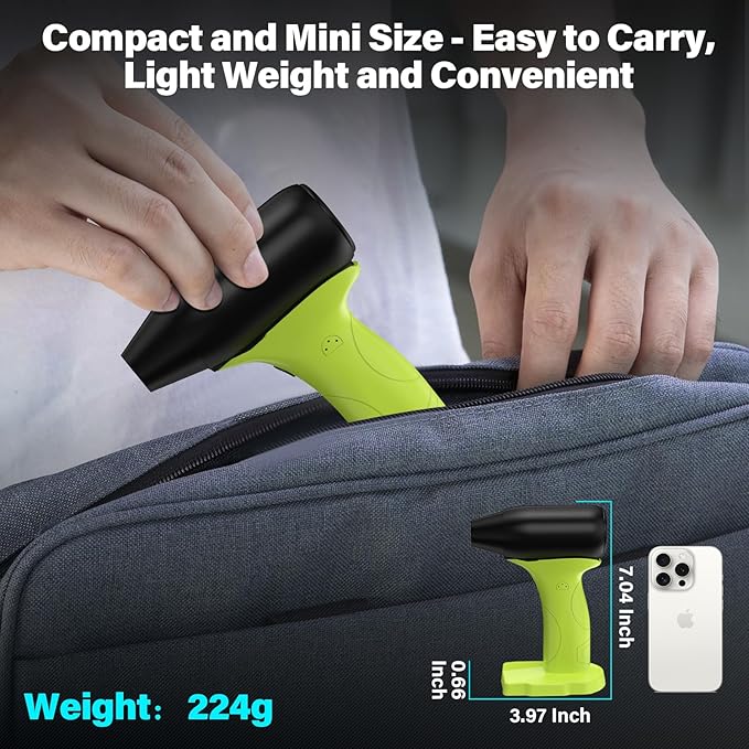 Jet Dry Mini Blower 130000 RPM High Speed Jet Fan 4 Speed Control Compatible with Ryobi 18V Battery Cordless Handheld Blower for Car Drying &amp Cleaning (Battery Not Included)
