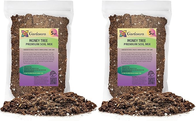 GARDENERA Money Tree Potting Soil - 10 Quart - Soil Mix for Planting or Repotting Guiana Chestnut Blended Mix to Properly Grow Money Tree Plants (2 Bags of 5 Quart)