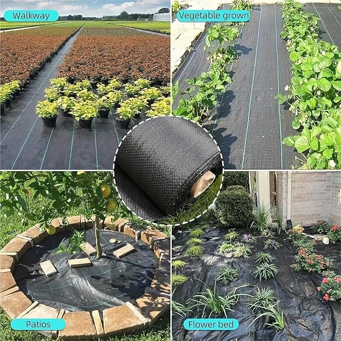 Weed Barrier Fabric Used for Weed Control Anti-Grass Net Geotextures for Weed Control Greenhouse Weeding Pad Water Permeable for Gardening(1mx10m)