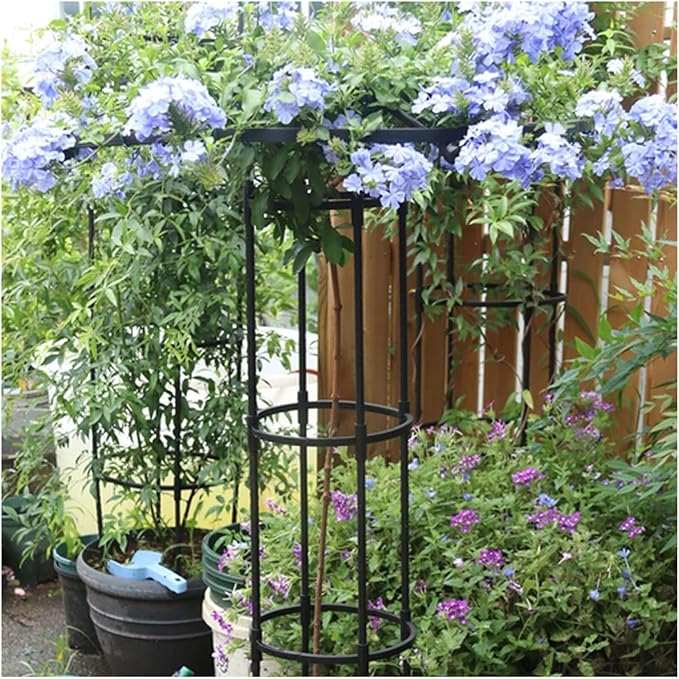 Obelisk Trellis Metal Umbrella Trellis Tower Frame Garden Trellis for Climbing and Potted Plants Outdoor Indoor(90cm) Black