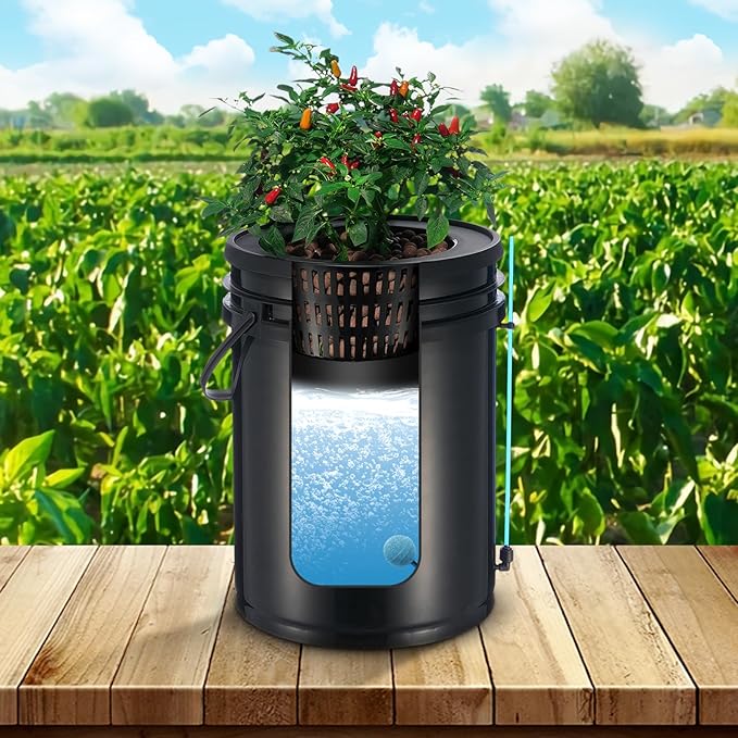 VEVOR DWC Hydroponics Grow System Hydroponic Growing System with Top Drip Kit Deep Water Culture 5-Gallon 2 Buckets with Air Pump Air Stones and Water Level Device for Leafy Vegetables