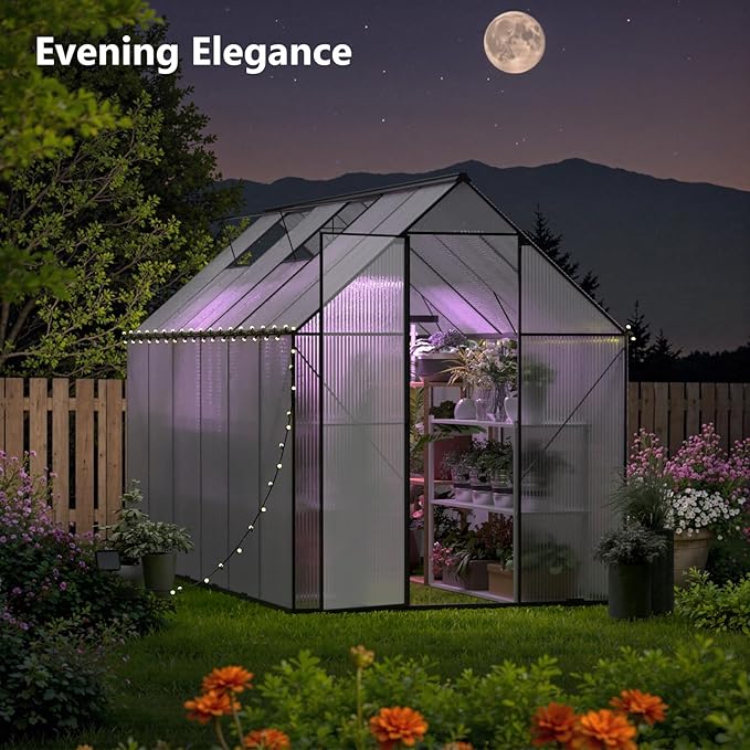 Green House for Outside Greenhouse for Outdoor Walk-in Garden Greenhouses Heavy Duty Polycarbonate Greenhouse Backyard Green Houses (6x12)