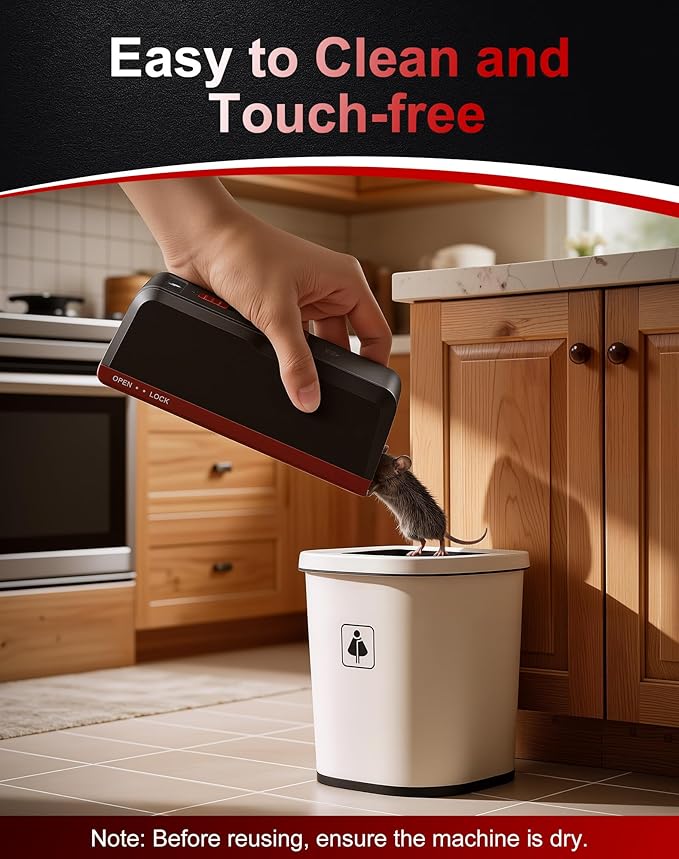 Electric Mouse Trap Zapper Large High Voltage Instant Kill Rat Trap Reusable Humane Mouse Trap No-Touch Electronic Mice Traps Effective Mouse Traps Indoor for Home Kitchens Garages Red 1PCS