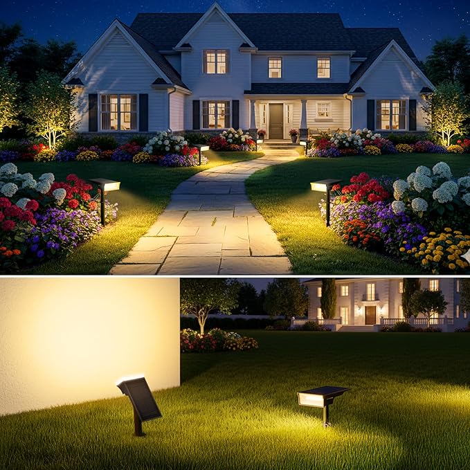 Consciot Solar Lights Outdoor Waterproof 3000/5000/6500K Solar Spot Lights Adjustable 170° Garden Lights for Outside Yard Landscape Lighting Pathway Halloween IP65 Auto On/Off 4 Pack WS002UCW
