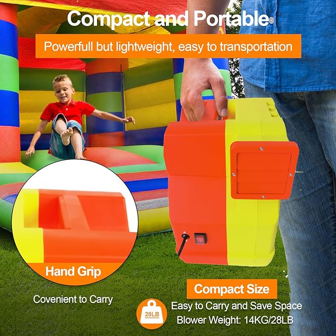 Bounce House Blower Dual - Mode 1800W / 2200W 2.5HP &amp 3HP Dual Speed Commercial Air Blower with Great Heat Dissipation Properties Super Strong Wind for Bouncy Castle Jump Slides Inflatables