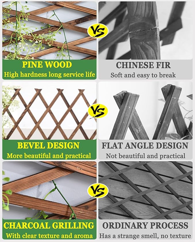 LTSRLL Expanding Wooden Trellis 44cm X 23cm ~ 300cm X 120cm Riveted Garden Trellis Fence Panels Vegetable Fruit Vines Support Structure for Terrace Yard Wall Decoration(H44)