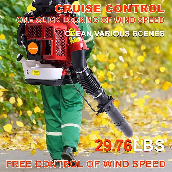 【Ship from US】 80CC 900CFM Leaf Blower - 2 Stroke Back Pack Gas Powered Leaf Blower Grass Lawn Blower Air Cooling Gasoline Backpack Grass Blower Backpack Snow Blower for Garden