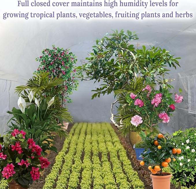 YardGrow Half-Transparent Greenhouse Cover Replacement Greenhouse Replacement Cover ONLY Frame NOT Included (10x7x6 FT)