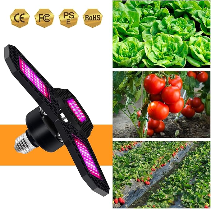 Foldable LED Grow Light Adjustable Phyto Lamp E27 Base Deformation Plant Lamp for Indoor Greenhouse Seedling Flower108leds