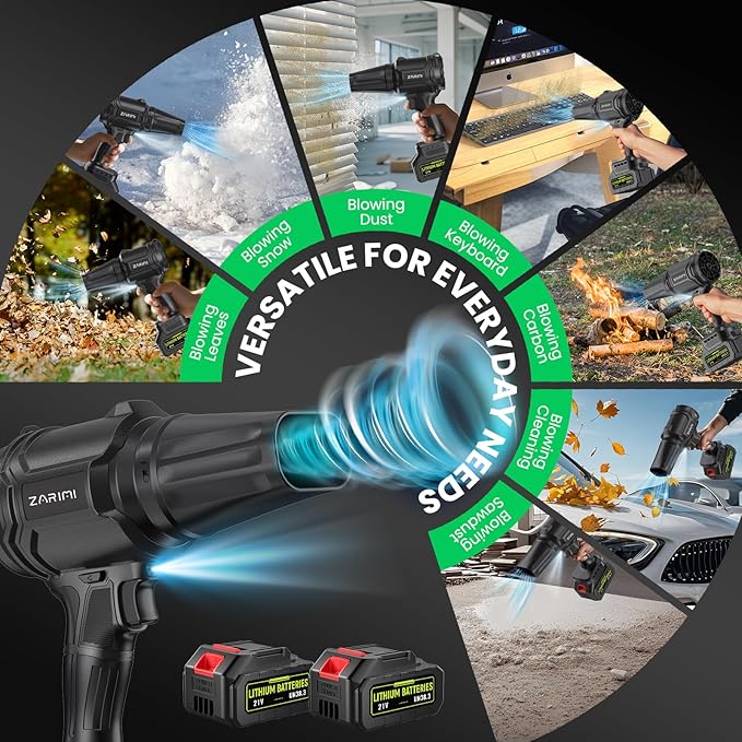 Cordless Leaf Blower 980000 RPM Handheld Leaf Blower with 2 X 4.0Ah Batteries &amp Charger Lightweight Leaf Blowers for Patio Cleaning Lawn Care Leaves Dust - Cool Black