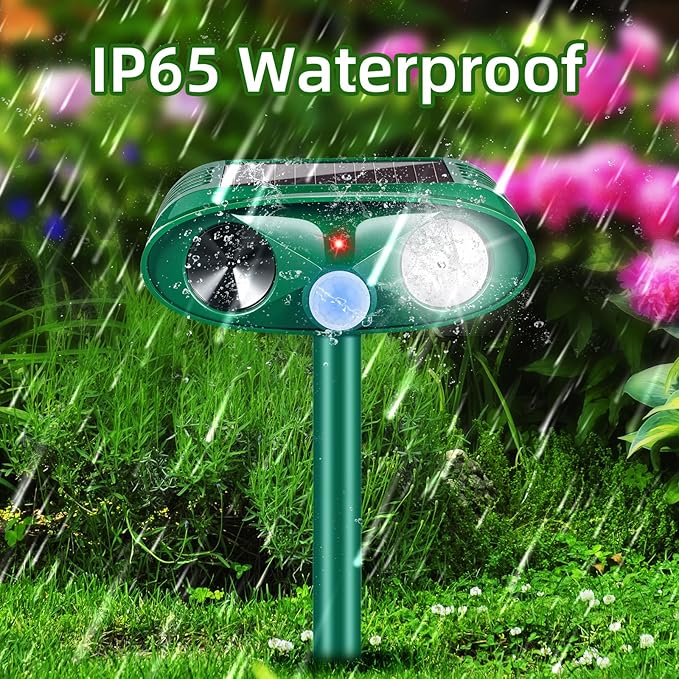 2026 New Solar Ultrasonic Animal Repeller Outdoor Deer Repellent Devices with Motion Sensor &amp Flashing LightAnimal Deterrent Devices for Cat Squirrel Raccoon Dog Rabbit Skunk for Yard Garden4 Pa