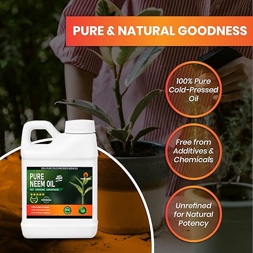 100% Pure Cold-Pressed Neem Oil – Multi-Purpose Natural Neem Oil Extract (32OZ)