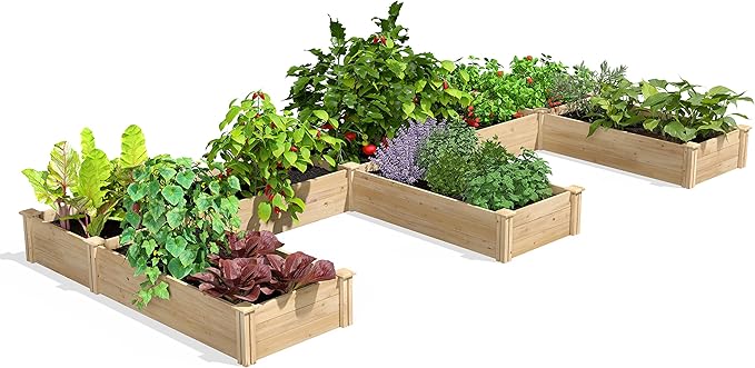 Greenes Fence Premium Cedar Raised Garden Bed 6' x 14' x 10.5 (3/4 Thick) E-Shaped Bed - Made in USA with North American Cedar