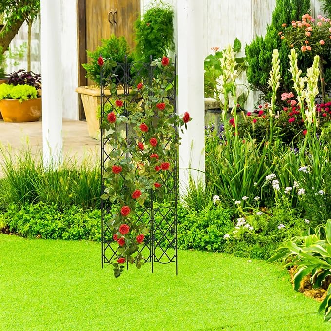 NUOBESTY Metal Garden Trellis for Climbing Plants Indoor Outdoor Plant Support Stand for Vines Flowers Vegetables with Smooth Polished Surface