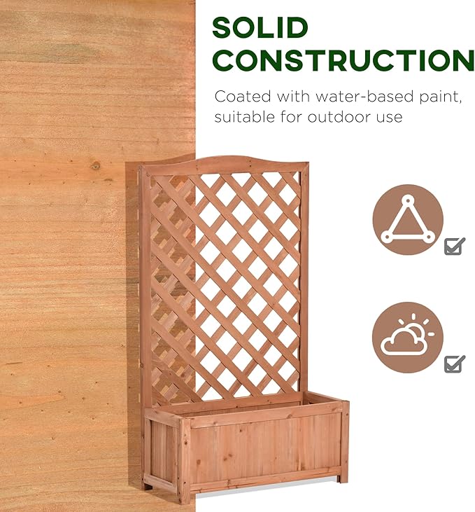 Wooden Raised Garden Bed with Trellis 46 Planter Box to Grow Vegetables Herbs and Flowers for Backyard Patio Brown
