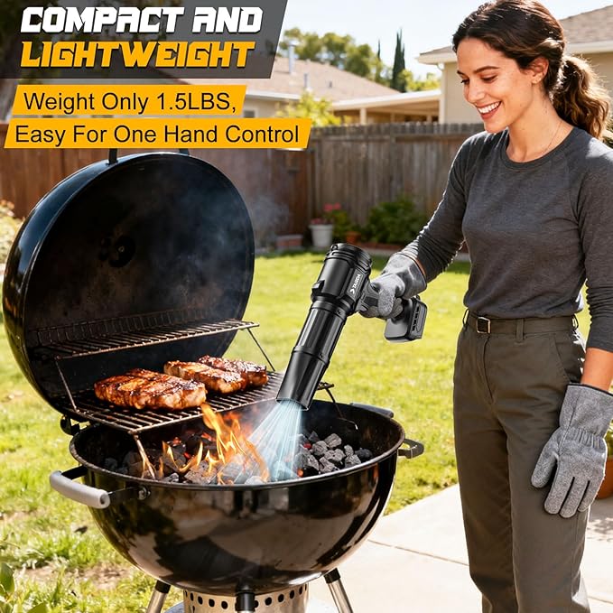 Brushless Cordless Leaf Blower Compatible for Dewalt 20V Battery(NO Battery) Mini Turbo Jet Blower With 2 Nozzles Lightweight &amp One-hand Use For Patio Garage Yard Snow Cleaning Car Dryer(Tool O