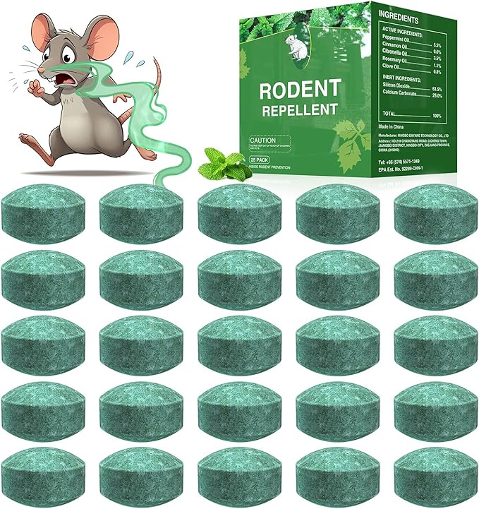 Mouse Rodent Repellent 25 Pack Peppermint Oil Mouse Traps for Rat Mice Ant Roach Spider Squirrel Nature Mouse Deterrent for Indoor Outdoor Use for Garden &amp Home Family &amp Pet Safe