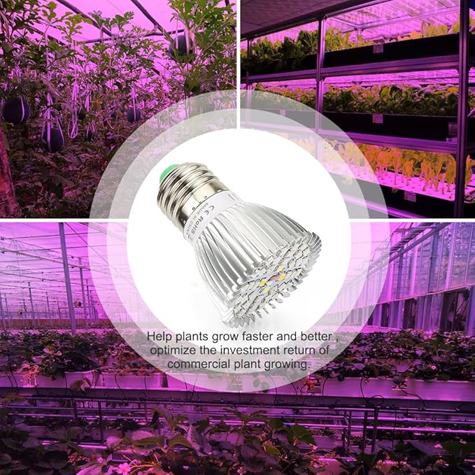 Esbaybulbs 40W LED Grow Light Bulbs E26 4 Pack Full Spectrum Grow Lamp Red Plant Light for Hydroponics Greenhouse Indoor Plants