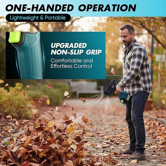 Cordless Leaf Blower with 2 X4.0Ah Batteries180000 RPM Handheld Blower Newly Upgraded Compressed Air Duster Adjustable Speed for Patio Lawn Garden Cleaning