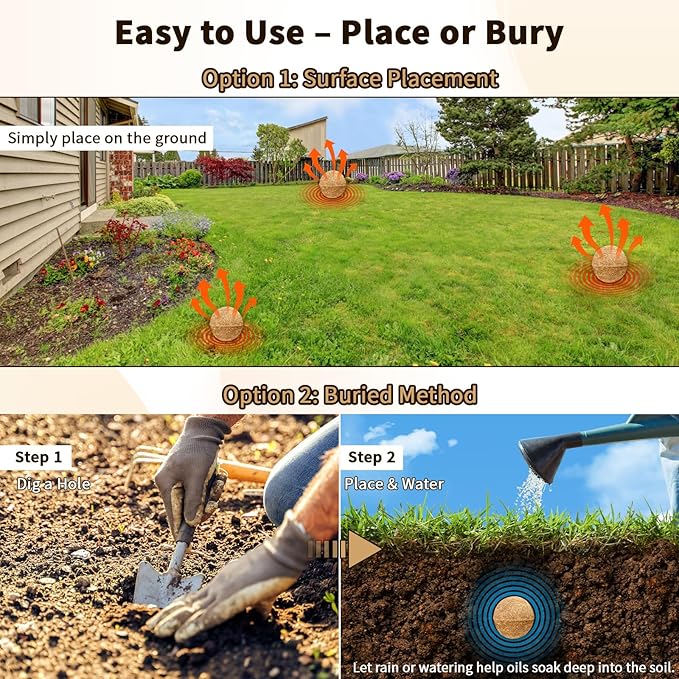 Powerful Mole &amp Vole Repellent Balls for Yard