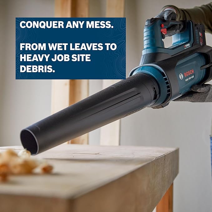 BOSCH GBL18V-450N 18V Brushless Cordless Leaf Blower 450 CFM Jobsite Air Broom for Workshop &amp Yard Cleanup (Bare Tool)