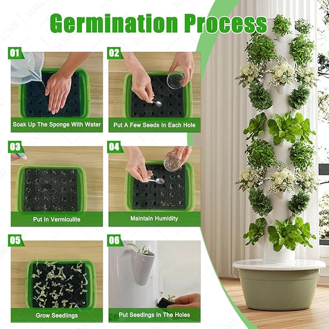 Indoor Herb Tower Hydroponics Growing Systems Hydroponic Setup Garden Detachable Colonization Cups Home Garden Farm Greenhouse A(36Pots)
