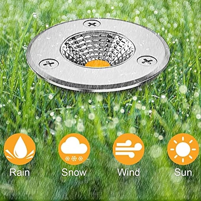 2PCS Underground Light LED - LED Beam Spotlight Outdoor Embedded LEDs Spotlight IP65 Waterproof Embedded Underground Lamp COB Underground Lamp Landscape VilGreen 3W(12V)