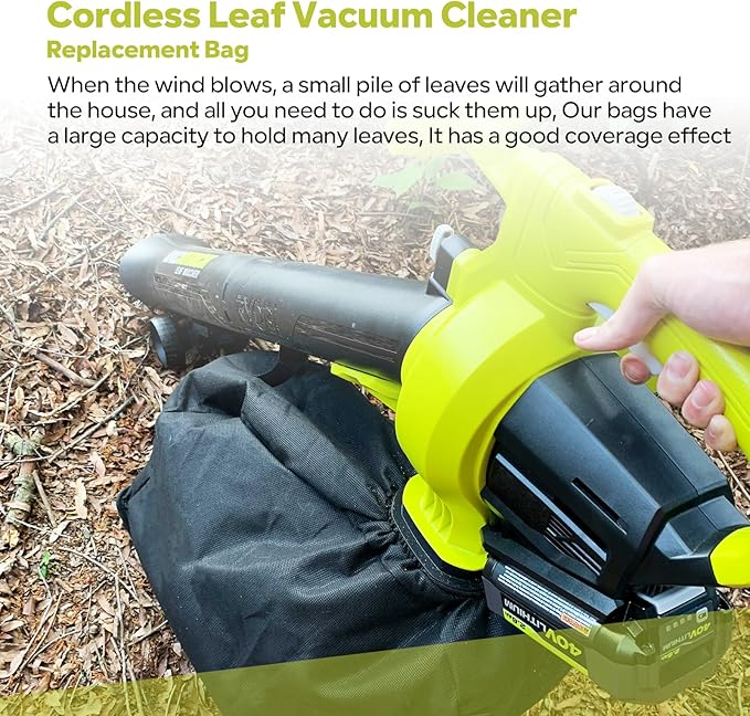 Leaf Bag Replacement Part # 205110001 Compatible with Ryobi 40V Vac Attack Leaf Blower Vacuum Mulcher RY40405 RY40405VNM - for Ryobi Leaf Blower &amp Vacuum Accessories (Black)