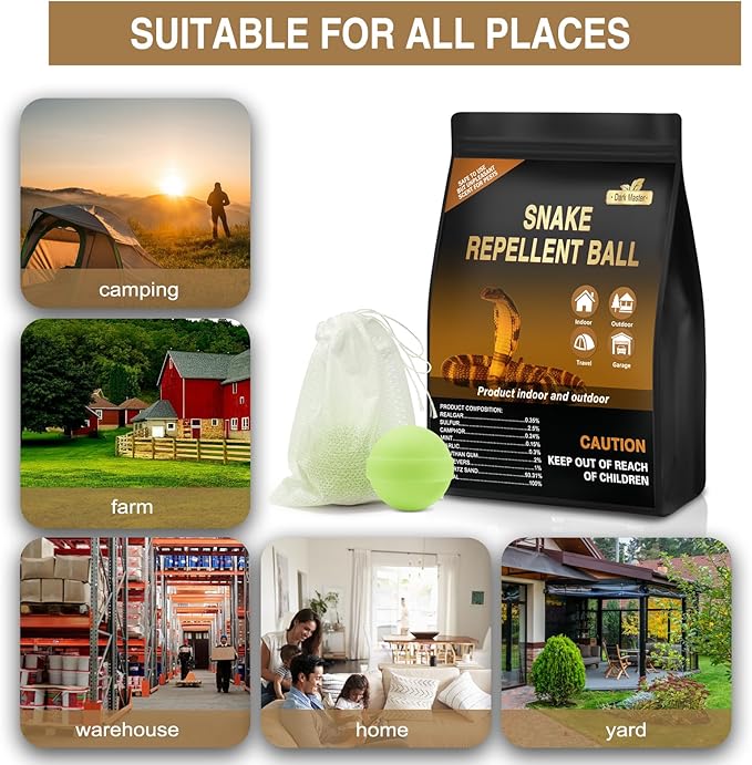 30 Pack Snake Repellent for Yard Powerful Snake Away Repellent for Outdoors Moth Balls for Outdoor Use