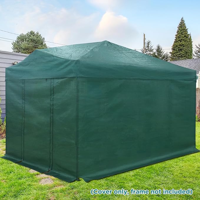 EAGLE PEAK Replacement Mesh Cover for 12x8 Portable Walk-in Pop up Greenhouse Front and Rear Zippered Entry Doors (Frame Not Included) Green