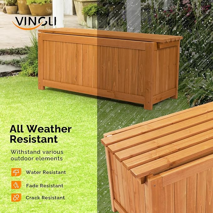 VINGLI 41 Raised Garden Bed with Wooden Bench Lid Multi-Functional Rectangular Wood Planter Box Cedar Wood Outdoor Planter Boxes for Flower Vegetable Herb Gardening
