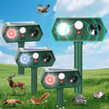 4Pack Solar Ultrasonic Animal Repellent Outdoor Cat Repeller Outdoor Deer Repellent Devices Motion Detection with Motion Sensor for Yard Predator Lights with Red&ampBlue to Scare Rabbit Raccoon