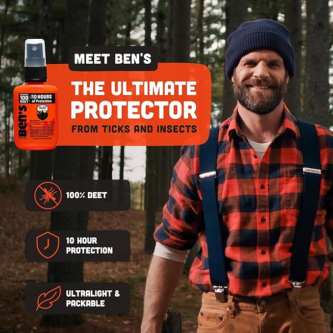 Ben's 100 Tick &amp Insect Repellent - Alcohol-Free DEET Insect Repellent Pump Spray - Offers 10 Hours of Protection for Adults &amp Children - 1.25 fl oz (Pack of 4)