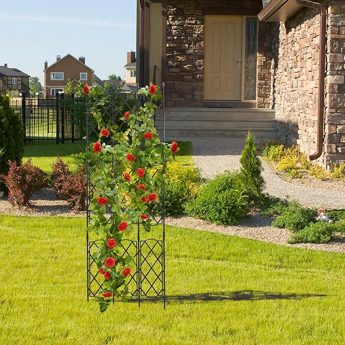 Steel Garden Trellis for Climbing Plants Outdoor Vine Plant Support Rack Adjustable 46.5-135cm Metal Climbing Holder for Patio and Garden