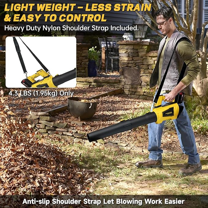 Cordless Leaf Blower for Dewalt 20V Max Battery 650CFM 160MPH Turbo Mode and 4 Speeds Brushless Motor Electric Blower with Extension Tube for PatioLawnGarageBlowing LeavesDustSnow(No Battery)