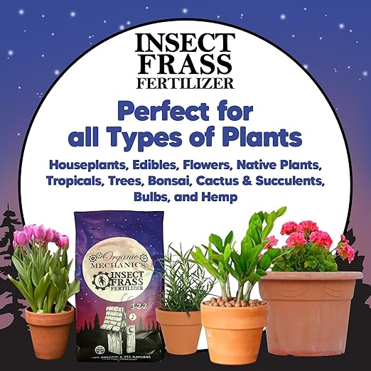 Organic Mechanics 3-2-2 Insect Frass Fertilizer 2 Pounds - Works for All Stages of Plant Growth for Houseplants Flowers Tropical Trees Succulents &amp More - Eco-Friendly