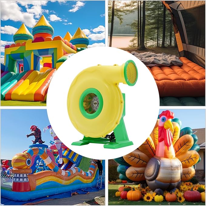 Air Blower Pump Fan 2150Pa Air Blower Jumping Bed Inflator Powerful Inflatable Bounce House Blower for Inflatable Water Slide Bouncy Castle Bounce House Speed 3250RPM 1118CFM Air Volume